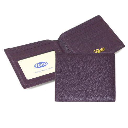 Floto Milano RFD Leather Wallet in Pebble finish leather - color Maroon
